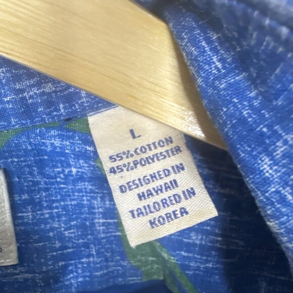 Vintage Reyn Spooner Reverse Print Blue Green Floral Aloha Shirt L Hawaii Korea - Picture 4 of 5